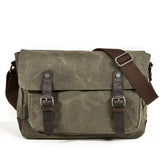 Durango™ Schultertasche Aus Gewachstem Baumwoll-Canvas & Leder – Vintage & Wasserabweisend, 9.5L – Armeegrün