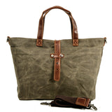 Dayton™ Vintage Schultertasche Aus Langlebigem Canvas & Leder – Unisex Mit Verstellbarem Gurt – ArmeeGrün