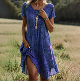 Selene - Kurzärmeliges Sommerkleid – Blau