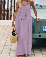 Sigrid | Damen Trägerkleid Maxikleid Sommerkleid – Lila