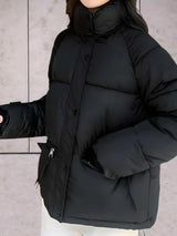 Dana – Parkajacke mit Stehkragen und Doppelverschluss – Schwarz