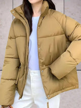 Dana – Parkajacke mit Stehkragen und Doppelverschluss – Khaki