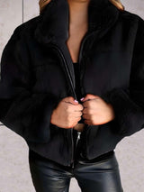 Cosyfaux – warme und kuschelige kunstpelzjacke mit reißverschluss – Schwarz