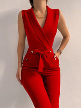 Thais - Eleganter Langer Jumpsuit für stilbewusste Damen – Rot