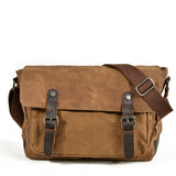 Durango™ Schultertasche Aus Gewachstem Baumwoll-Canvas & Leder – Vintage & Wasserabweisend, 9.5L – Khaki