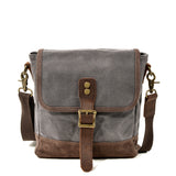 Matera™ – Vintage Canvas Umhängetasche aus Gewachster Baumwolle und Leder, Unisex, 4,5L – Grau