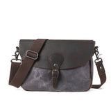 Bregenz™ - Handgefertigte Vintage Crossbody Tasche aus Wachsgeschichtetem Baumwoll-Canvas & Leder – Dunkelgrau
