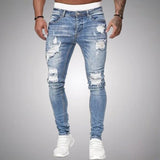 Herren Jeans Zerrissen Slim Fit | Atmungsaktiv Hose – Hellblau
