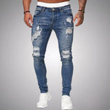 Herren Jeans Zerrissen Slim Fit | Atmungsaktiv Hose – Blau