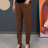 Ericka | Rostrote Leinenhose für Damen – Khaki