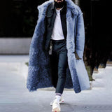 Winterziu herren winterjacke warm gefüttert mit fellkapuze – Blau