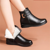 Reanna - orthopädische Lederstiefel für Damen – Schwarz + weiß Baumwolle