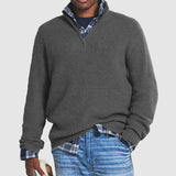 Gemachte Herren | Pullover mit halbem Reißverschluss – Grau