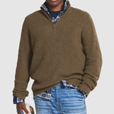 Gemachte Herren | Pullover mit halbem Reißverschluss – Braun