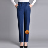 Fali | Damenjeans mit Seitentaschen und elastischem Bund – Dunkelblau (Winter-Stärke)