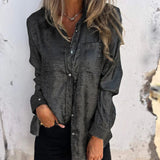 Rosalie | Elegante Bluse mit umgeschlagenem Kragen – Schwarz