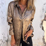 Rosalie | Elegante Bluse mit umgeschlagenem Kragen – Gold