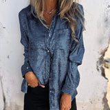 Rosalie | Elegante Bluse mit umgeschlagenem Kragen – Blau