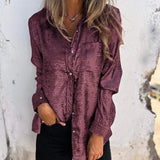 Rosalie | Elegante Bluse mit umgeschlagenem Kragen – Burgunder Rot