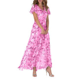 Amélie – Sommerliches, formelles Blumen-Maxikleid für elegante Anlässe – Rosa