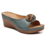Lidia Bequeme Orthopädische Damensandalen Aus Leder – Atmungsaktiv, Rutschfest, Mit Stoßdämpfung – Blau