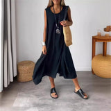 Noemi | Lässiges ärmelloses Kleid mit Taschen – Schwarz