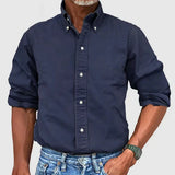 Herren Classic Langarmhemd – Marineblau