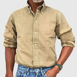 Herren Classic Langarmhemd – Khaki