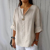Ingrid | Vielseitige Knopf-Bluse – Aprikose