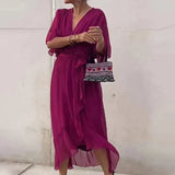 Amanda - Elegantes Kleid mit V-Ausschnitt – Lila