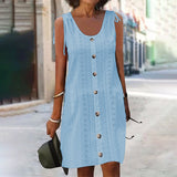 Dinya – Ärmelloses Strickkleid – Blau