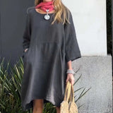 Charmaine - Leichtes Luftiges Kleid – Grau