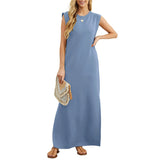 Maliya - Ärmelloses lässiges Maxikleid – Blau