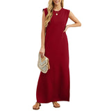Maliya - Ärmelloses lässiges Maxikleid – Rot (Fast ausverkauft)