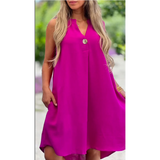 Elsie - Ärmelloses V-Ausschnitt Kleid – Lila