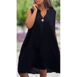 Elsie - Ärmelloses V-Ausschnitt Kleid – Schwarz