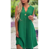 Elsie - Ärmelloses V-Ausschnitt Kleid – Grün (Fast ausverkauft)