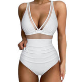 🩱Heißer Verkauf 49% OFF👙Mesh Bauch Kontrolle Badeanzug – Weiß