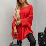 Stylischer Grobstrickpullover für Damen | Lässig – Rot