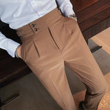 GiulioFontana | Einfarbige Gerade Casual Hose – Braun