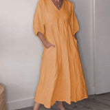 Kyra | Bequemes Kleid mit V-Ausschnitt – Orange