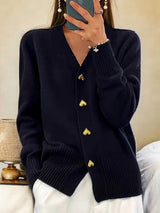 Zia - Herzknopf Cardigan – Schwarz (Fast ausverkauft)