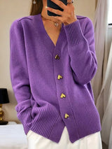 Zia - Herzknopf Cardigan – Lila (Fast ausverkauft)