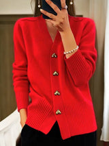 Zia - Herzknopf Cardigan – Rot