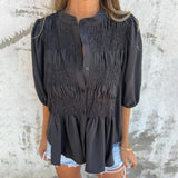 Ibiza-Stil Bluse – Schwarz