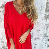 Nalyn - Soft-Touch-Top mit V-Ausschnitt – Rot