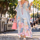 Gima – Langärmliges Kleid Mit Blumenmuster – Blau