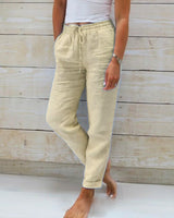 Beatrice | Hose mit elastischem Bund und weitem Bein – Khaki