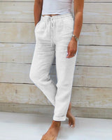 Beatrice | Hose mit elastischem Bund und weitem Bein – Weiß