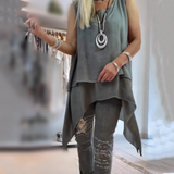 Aubrey | Ärmellos Asymmetrisch Zweiteiliges Set – Grau